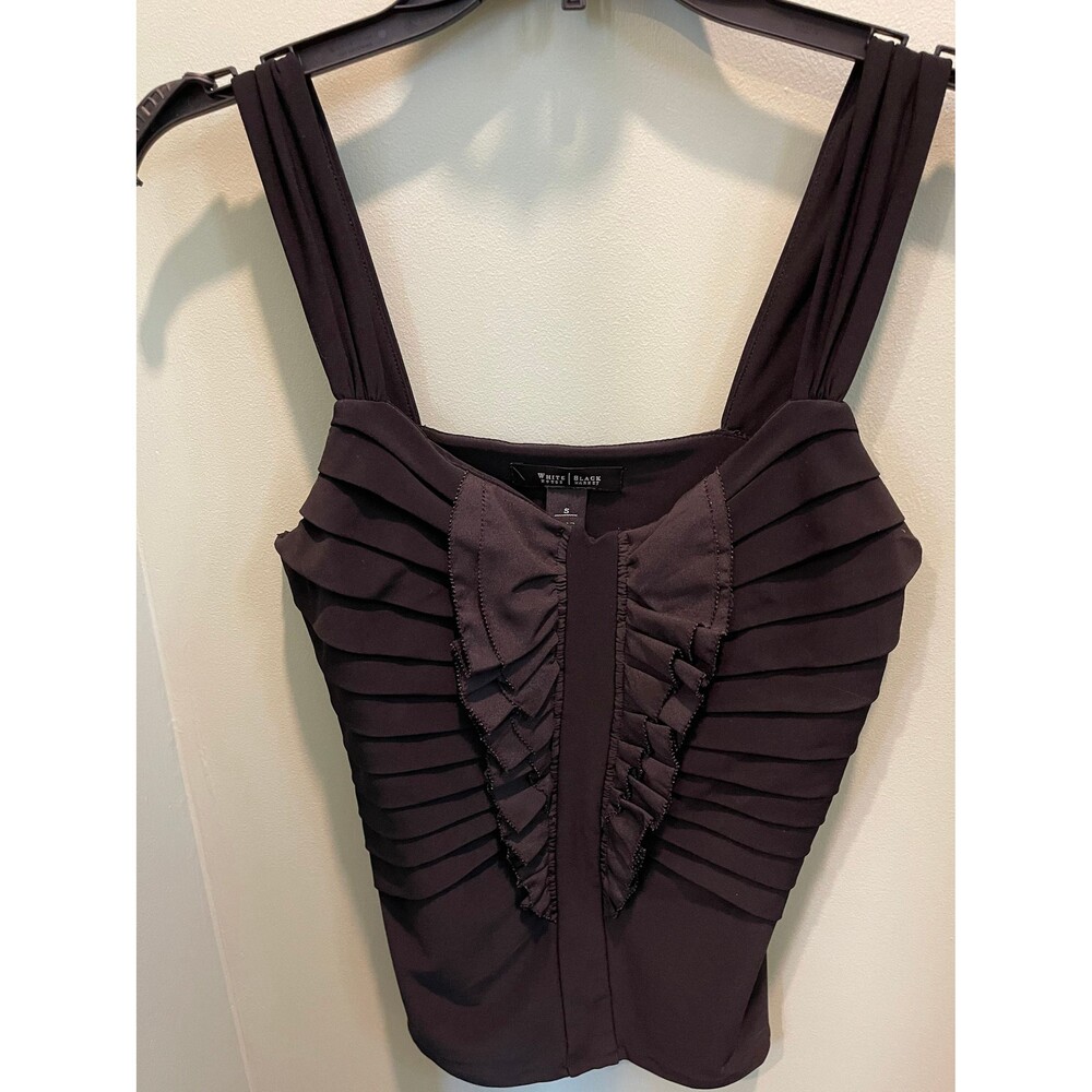 White House Black Market designer black sleeveless top. Size S